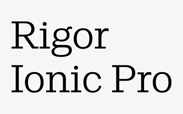 Rigor Ionic Pro specimen from DSType Foundry