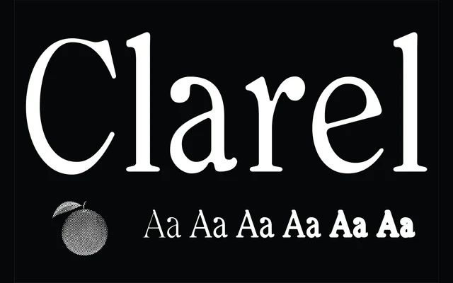 Clarel Serif specimen from Dum Dum Studio