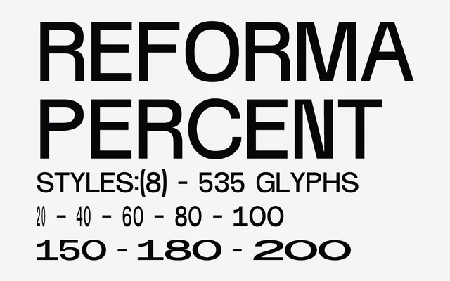 Reforma Percentage specimen from Dum Dum Studio