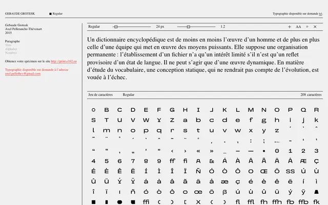 Gebaude Grotesk specimen from E162
