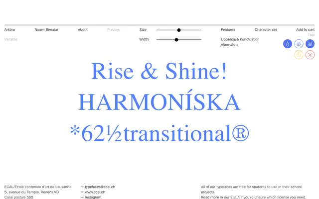 Arkbro specimen from ECAL Typefaces