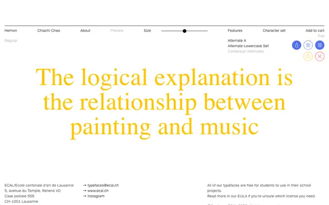 Hémon specimen from ECAL Typefaces