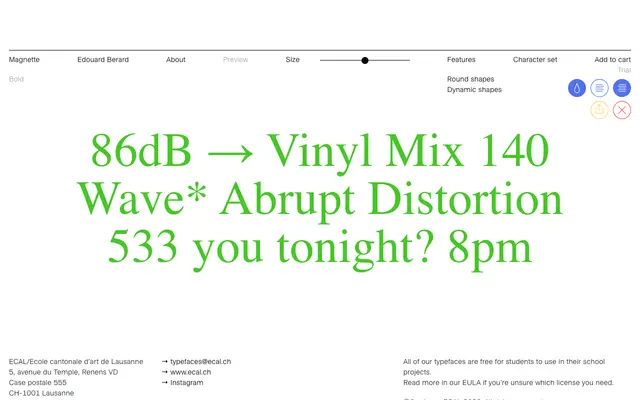 Magnette specimen from ECAL Typefaces
