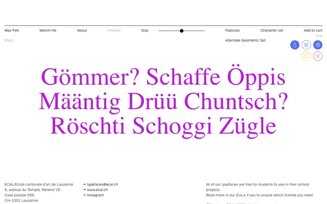 Max Fett specimen from ECAL Typefaces