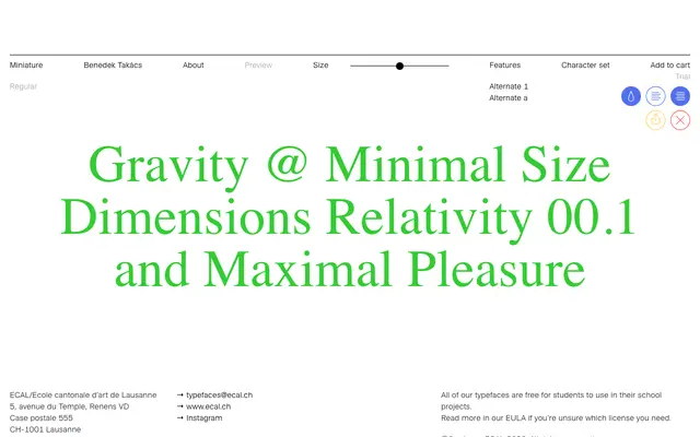 Miniature specimen from ECAL Typefaces