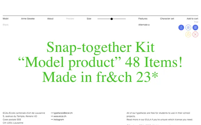 Mobil specimen from ECAL Typefaces