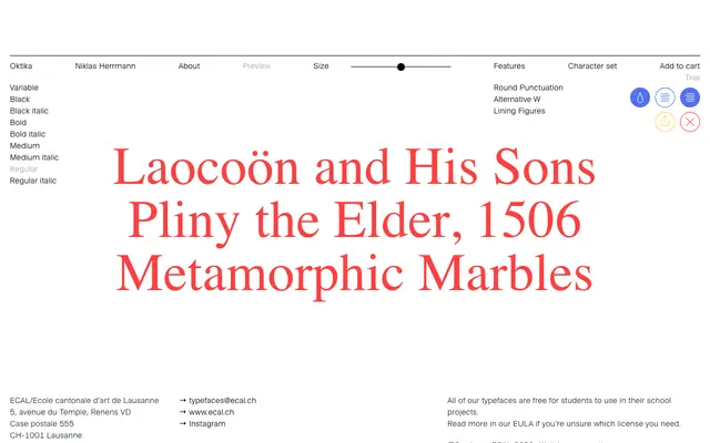 Oktika specimen from ECAL Typefaces