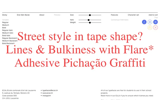 Sticky specimen from ECAL Typefaces