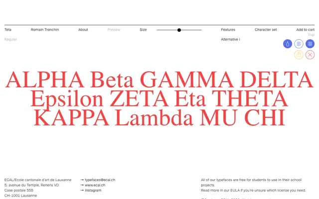 Teta specimen from ECAL Typefaces