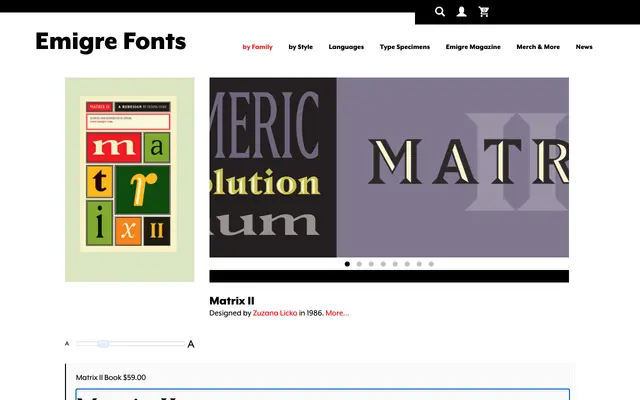 Matrix II specimen from Emigre