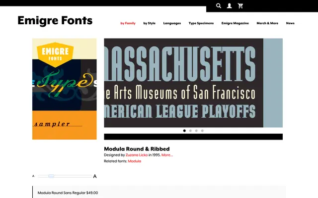 Modula Round & Ribbed specimen from Emigre