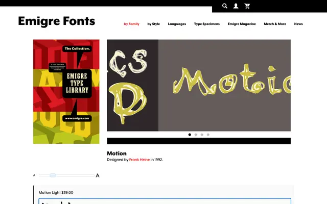 Motion specimen from Emigre