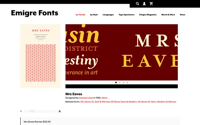 Mrs Eaves specimen from Emigre