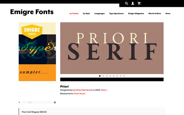 Priori specimen from Emigre
