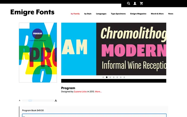 Program specimen from Emigre