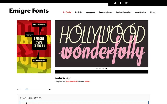Soda Script specimen from Emigre
