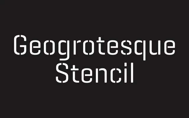 Geogrotesque Stencil specimen from Emtype Foundry