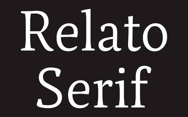 Relato Serif specimen from Emtype Foundry