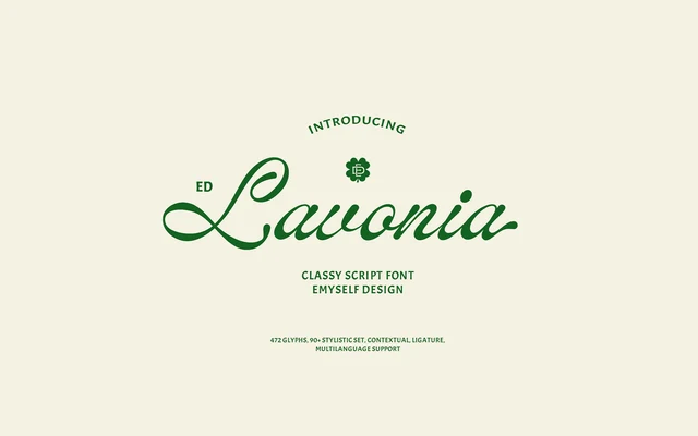 ED Lavonia Classy Script specimen from Emyself Design