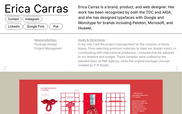 Doladira Packaging specimen from Erica Carras