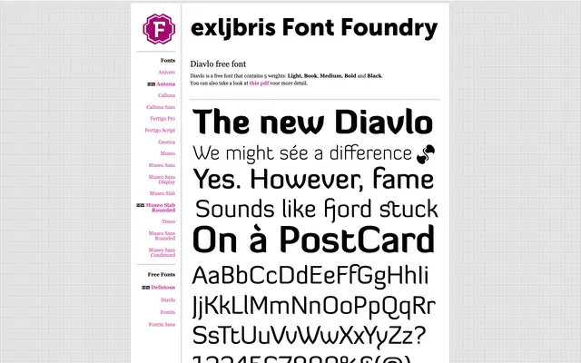 Diavlo specimen from exljbris