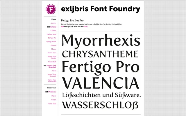 Fertigo Pro specimen from exljbris