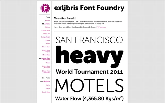Museo Sans Rounded specimen from exljbris