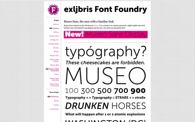 Museo Sans specimen from exljbris