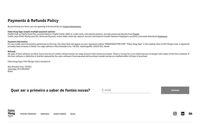 Payments & Refunds Policy specimen from Fabio Haag