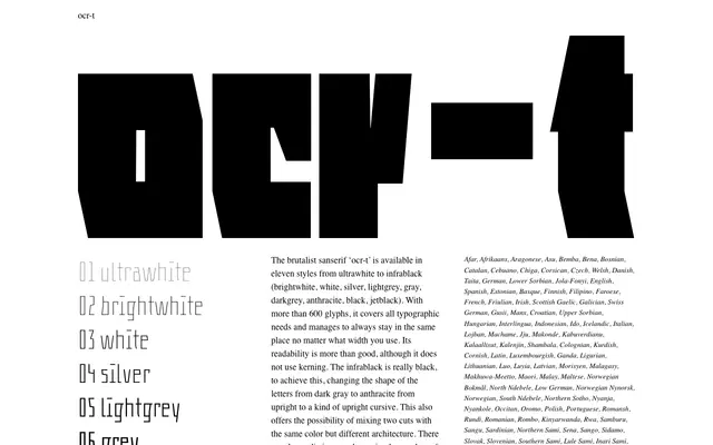 ocr-t specimen from Facetype