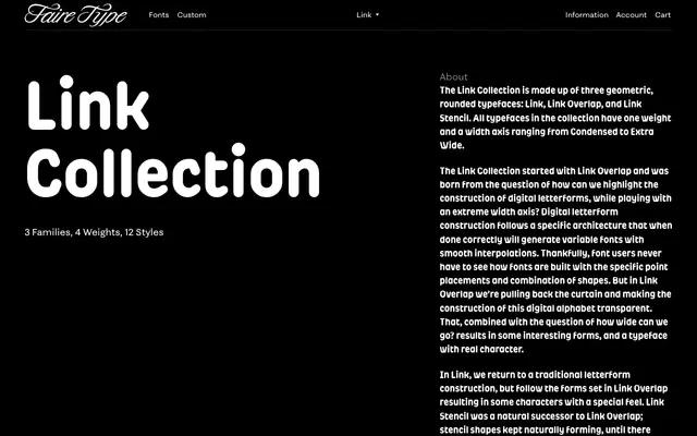 Link specimen from Faire Type