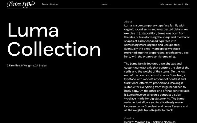Luma specimen from Faire Type