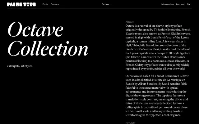 Octave specimen from Faire Type