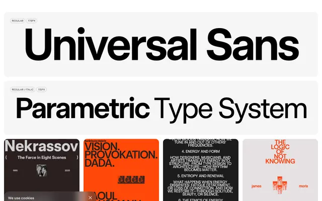 Universal Sans specimen from Family Type
