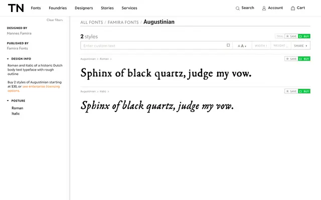 Augustinian specimen from Famira Fonts
