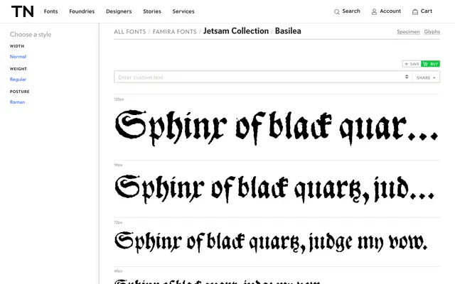 Basilea specimen from Famira Fonts