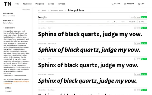 Interpol Sans specimen from Famira Fonts