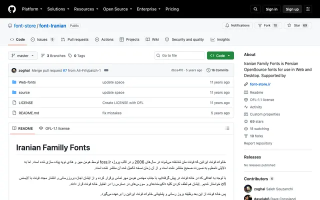 Iranian Family Fonts specimen from Farsi Font Store
