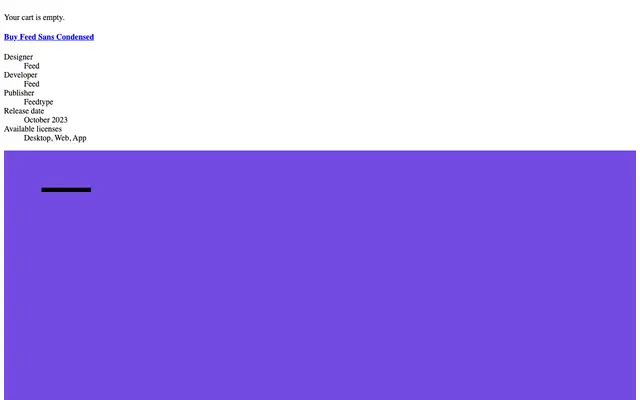Feed Sans Condensed specimen from Feedtype