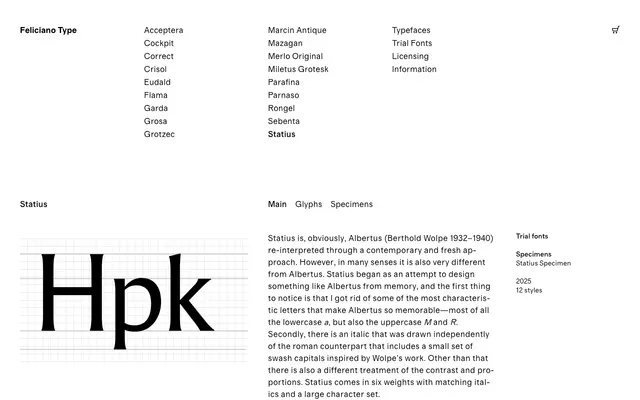 Statius specimen from Feliciano Type