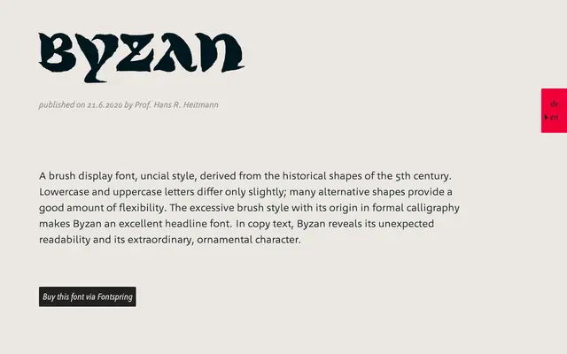 Byzan specimen from Finaltype