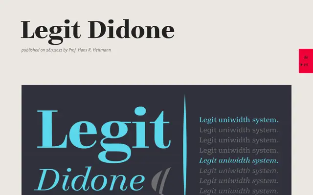 Legit Didone specimen from Finaltype