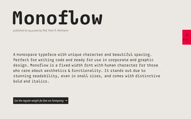 Monoflow specimen from Finaltype