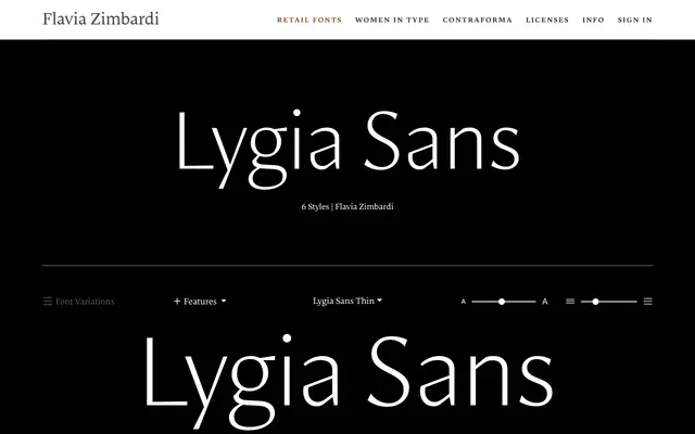 Lygia Sans specimen from Flavia Zimbardi