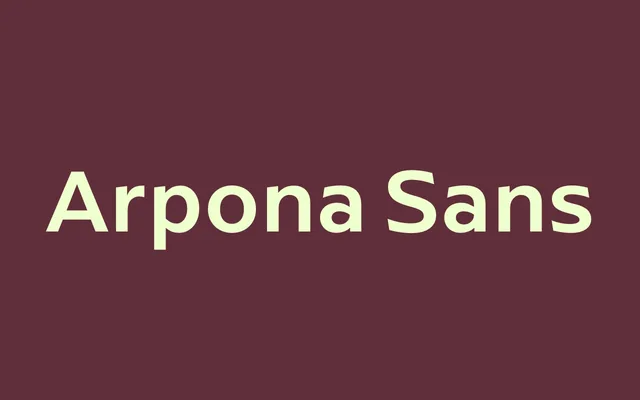 Arpona Sans specimen from Flood Fonts