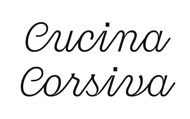 Cucina Corsiva specimen from Fonderie Bretagne