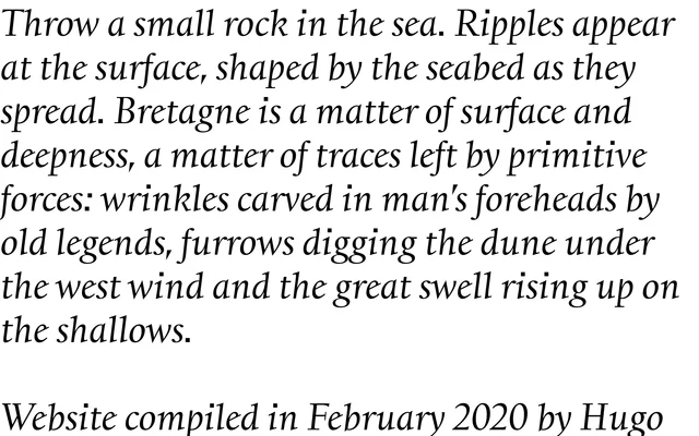 Kernevel Italic specimen from Fonderie Bretagne