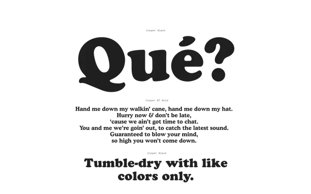 Cooper specimen from Font Review Journal