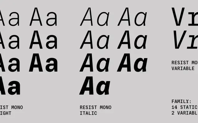 Resist Mono specimen from Fontfabric