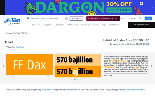 FF Dax specimen from FontFont